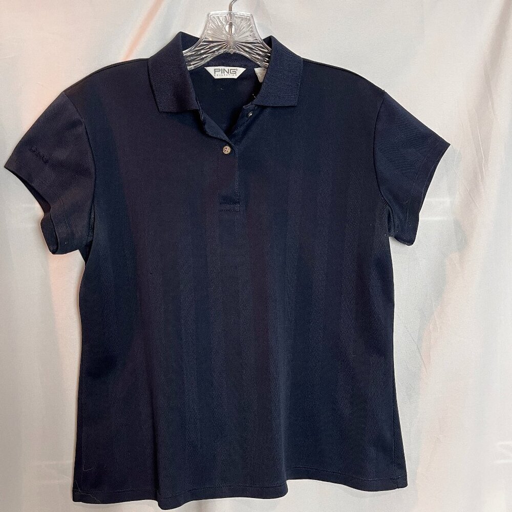 Women's Navy Ping Collection polo style short slv pullover Size M